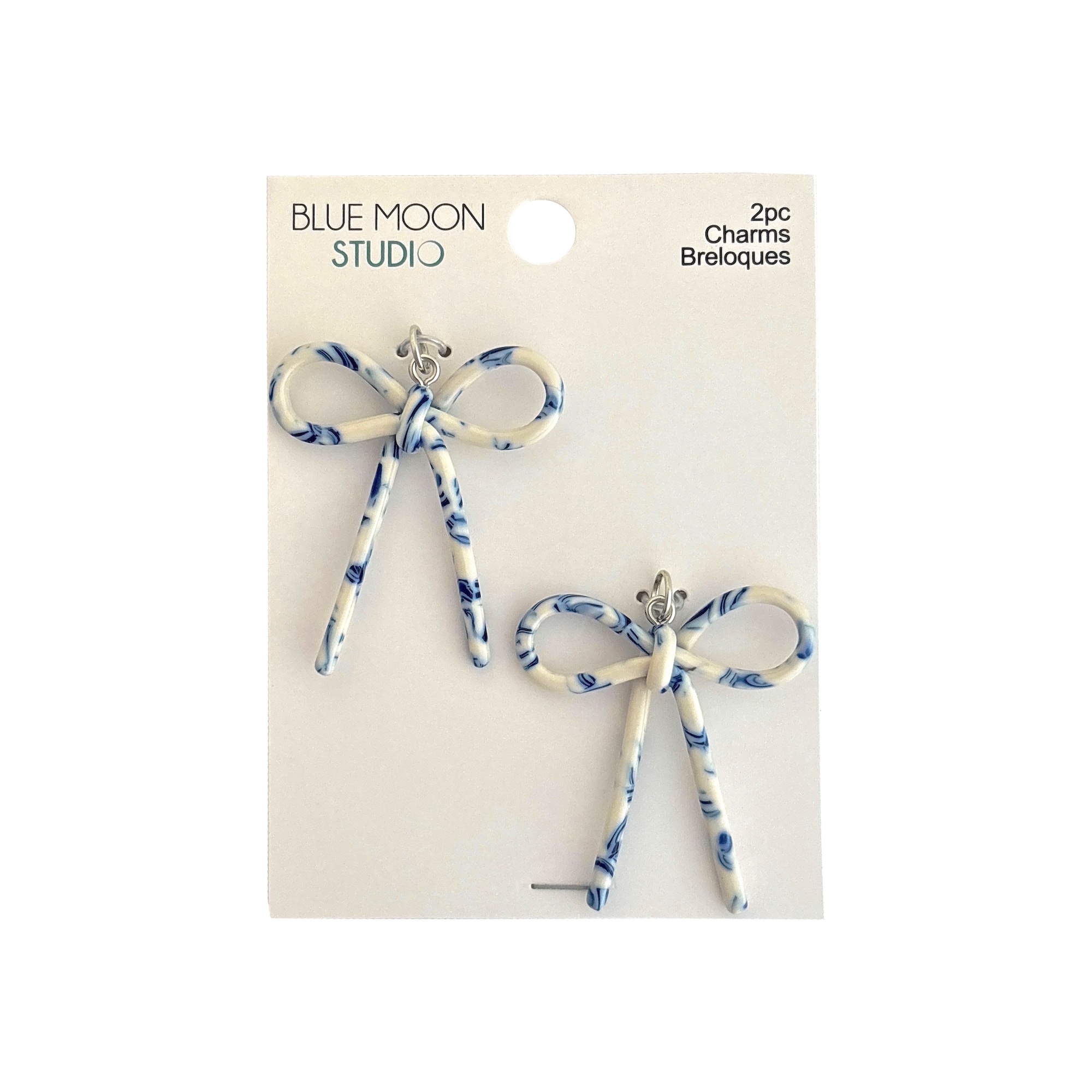 Blue Moon Studio™ Blue & White Acrylic Bow Charms, 2ct.